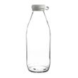 BOTTLE ROUND MILK GLASS W/WHITE LID, ARGON