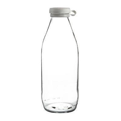 BOTTLE ROUND MILK GLASS W/WHITE LID, ARGON