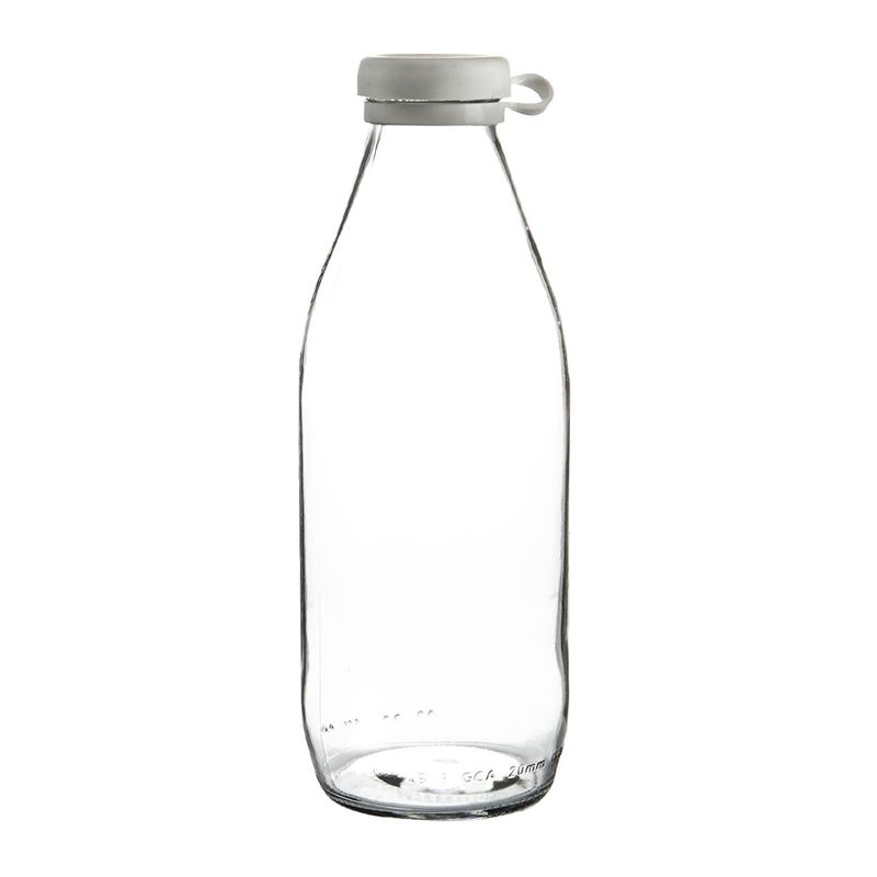 BOTTLE ROUND MILK GLASS W/WHITE LID, ARGON