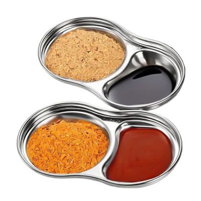 CONDIMENT DISH 2COMP S/S, KATACHIWARE
