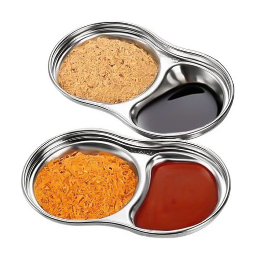 CONDIMENT DISH 2COMP S/S, KATACHIWARE