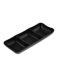 CONDIMENT DISH 3COMP BLK MELAMINE, KATACHIWARE