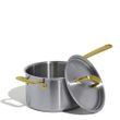 SAUCEPAN W LID 4LTR STAINLESS CLAD BRASS HANDLE MADE IN