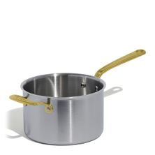 SAUCEPAN W LID 4LTR STAINLESS CLAD BRASS HANDLE MADE IN