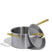 SAUCEPAN W LID 4LTR STAINLESS CLAD BRASS HANDLE MADE IN