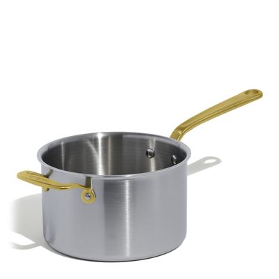 SAUCEPAN W LID 4LTR STAINLESS CLAD BRASS HANDLE MADE IN