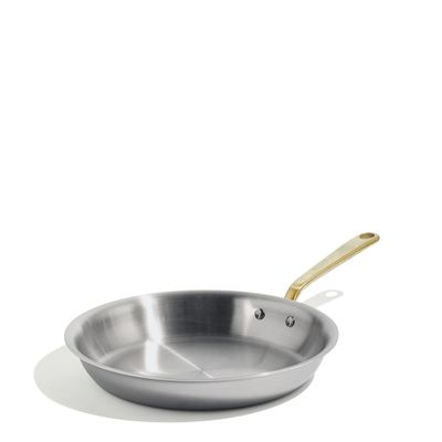FRYPAN 10IN/25CM STAINLESS CLAD BRASS HANDLE MADE IN