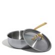 SAUCIER W LID 2.8LTR STAINLESS CLAD BRASS HANDLE MADE IN