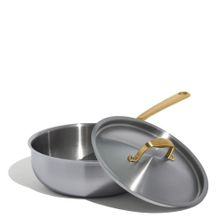 SAUCIER W LID 2.8LTR STAINLESS CLAD BRASS HANDLE MADE IN
