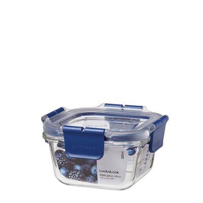 STORER SQ GLASS W/LID 300ML, LOCKNLOCK