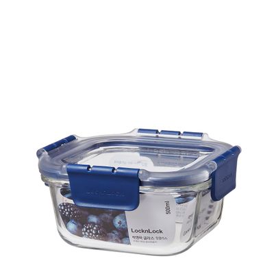 STORER SQ GLASS W/LID 500ML, LOCKNLOCK