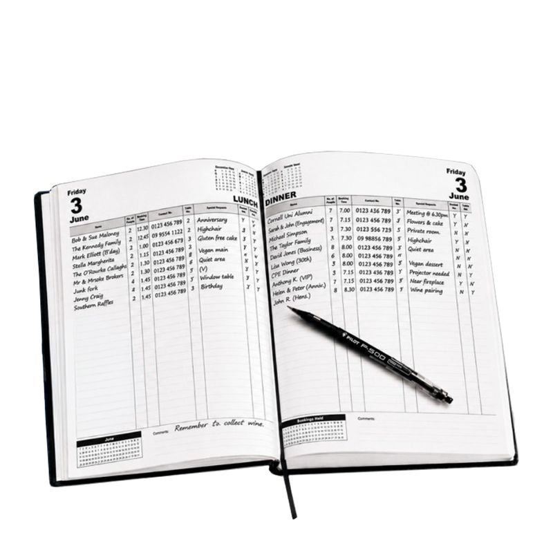 RESTAURANT TABLE BOOKINGS DIARY 2027