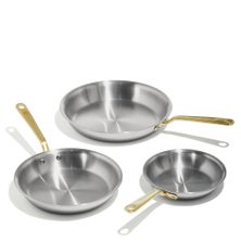 FRYPAN SET 3PCE S/S BRASS HANDLE MADE IN