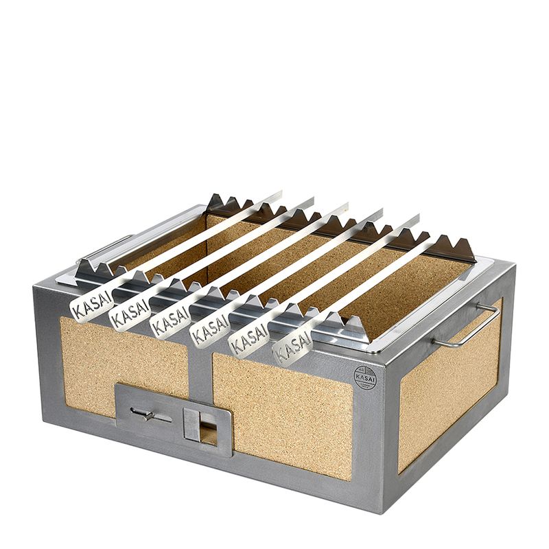 SKEWER RACK W/ 6 SKEWERS FOR MEDIUM WIDE GRILL, KASAI KONRO