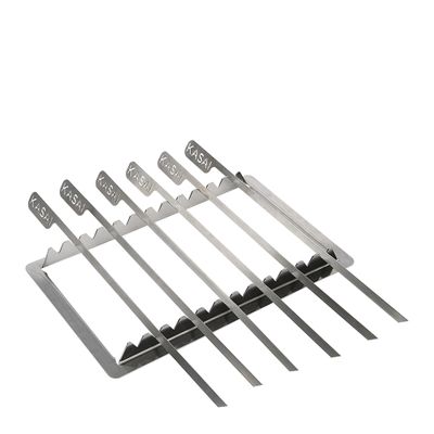 SKEWER RACK W/ 6 SKEWERS FOR MEDIUM LONG GRILL, KASAI KONRO