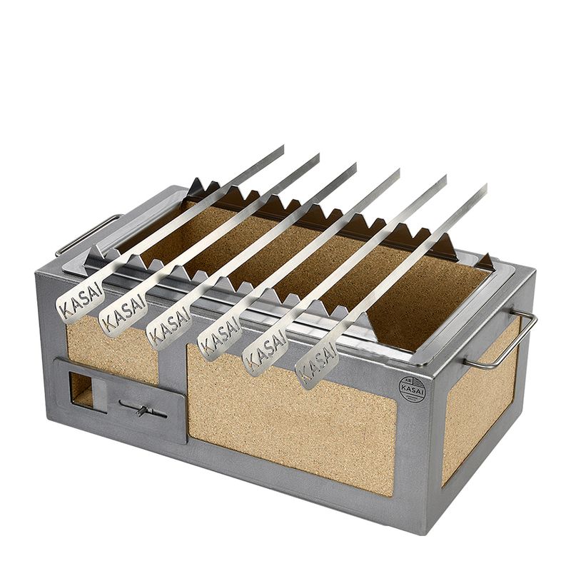 SKEWER RACK W/ 6 SKEWERS FOR MEDIUM LONG GRILL, KASAI KONRO