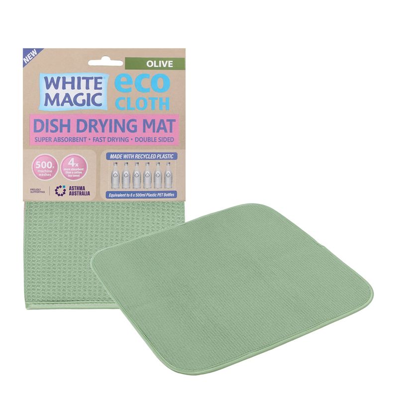 DISH DRYING MAT OLIVE 45X40CM,WHITE MAGIC