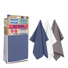TEA TOWEL HAMPTON 3PK, WHITE MAGIC