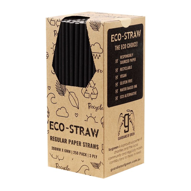 STRAW PAPER BLK 200MM, 250PCS