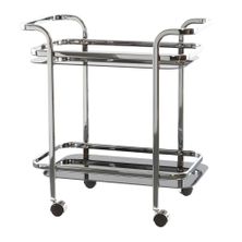 BAR CART CHROME/BLACK GLASS RECT, HUGO