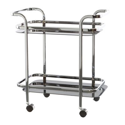 BAR CART CHROME/BLACK GLASS RECT, HUGO