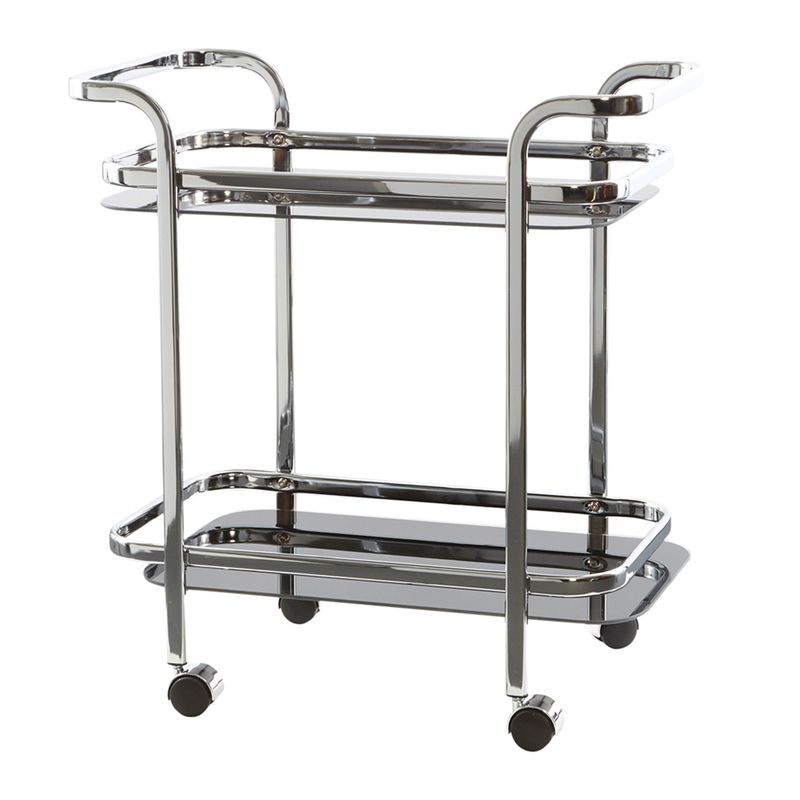 BAR CART CHROME/BLACK GLASS RECT, HUGO