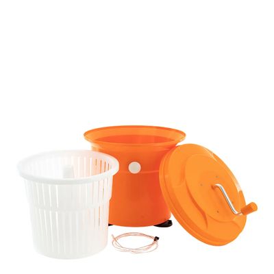 SALAD SPINNER ORANGE W/SIDE BRAKE 25L