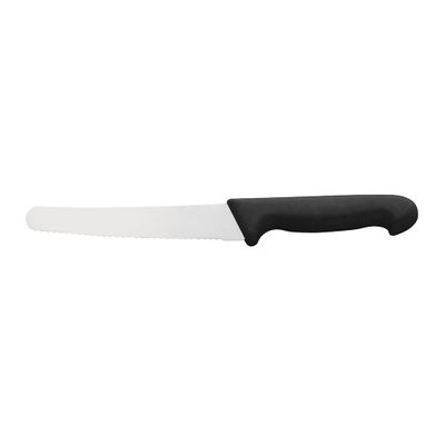 KNIFE BREAD ROUNDED TIP BLACK 250MM, IVO