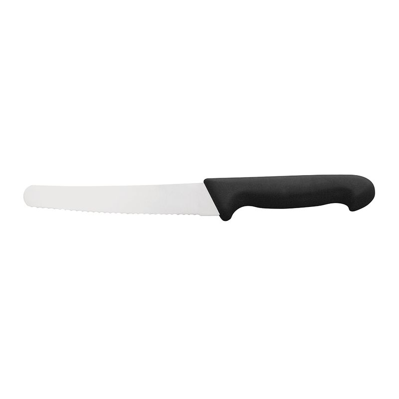 KNIFE BREAD ROUNDED TIP BLACK 250MM, IVO