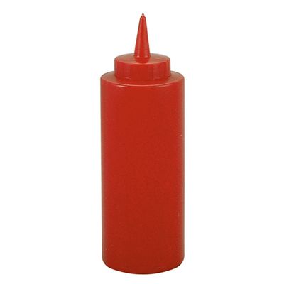 BOTTLE SQUEEZE RED 340ML/12OZ HDPE