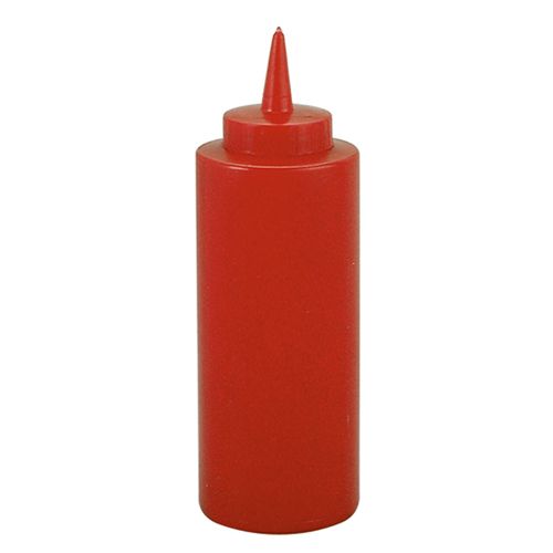 BOTTLE SQUEEZE RED 340ML/12OZ HDPE