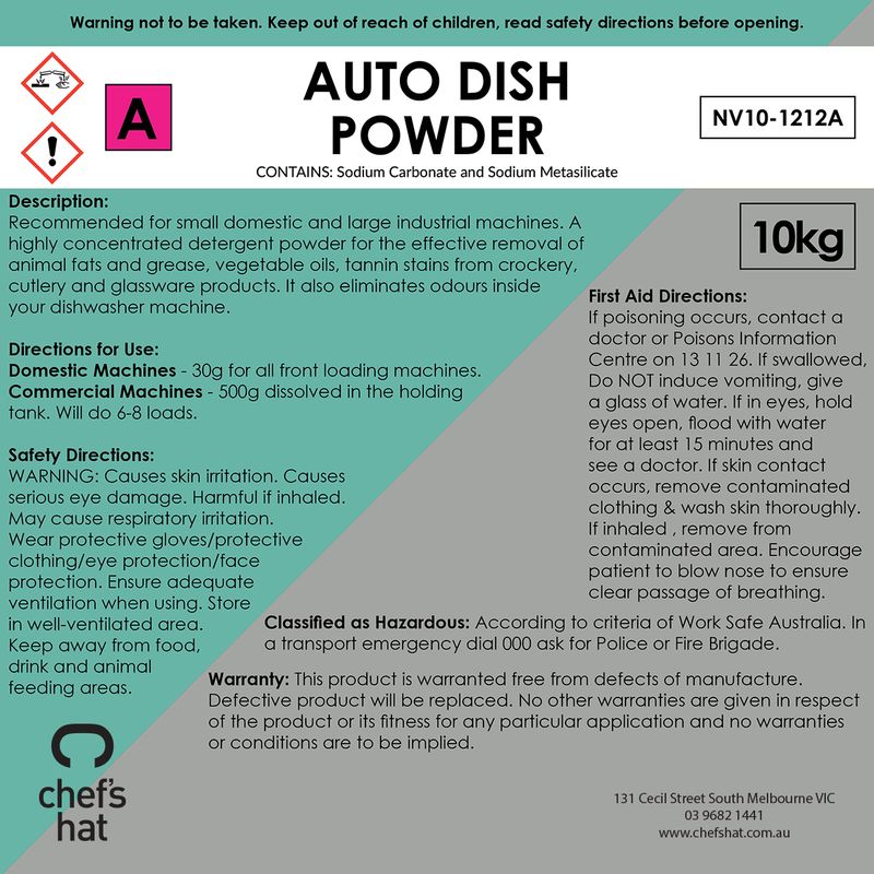 CONC AUTO DISH/WASH POWDER 10KG