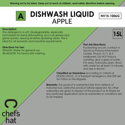 DISHWASH LQD GREEN APPLE, 15LT