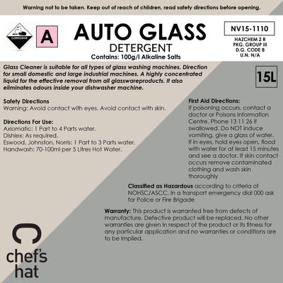 AUTOGLASS DETERG 15LT, CHEFS HAT PREMIUM