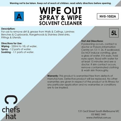 SPRAY & WIPE 5LT, CHEFS HAT PREMIUM