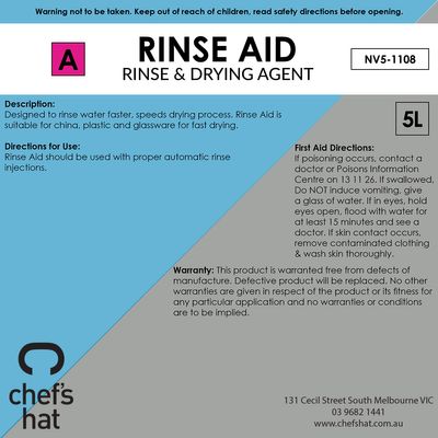 RINSE AID 5LT, CHEFS HAT PREMIUM