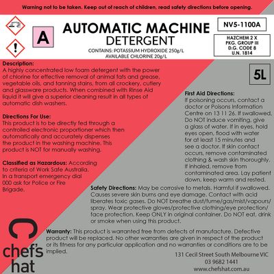 AUTO MACHINE DET 5LT, CHEFS HAT PREMIUM