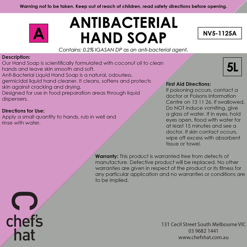 HAND SOAP WHITE 5LT, CHEFS HAT PREMIUM