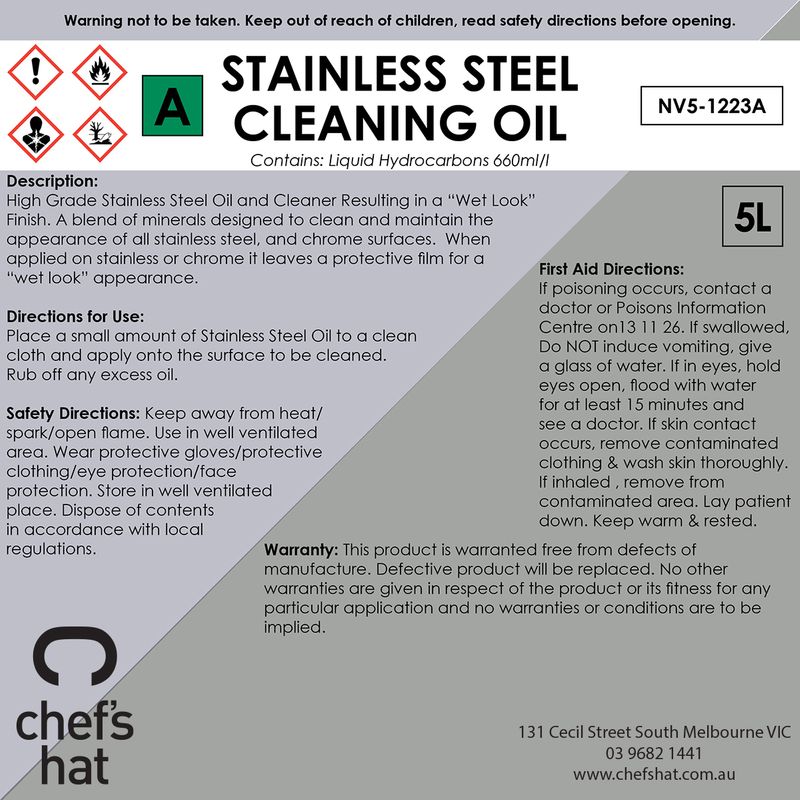 STAINLESS STEEL CLEANING OIL 5LT