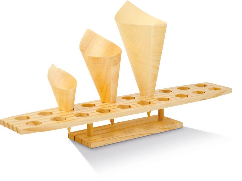 Shop WOODEN CONE STAND 20HOLES, 45X9X6CM Chef’s Hat