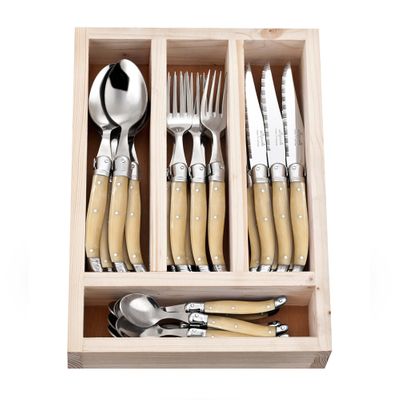 Wooden Box Chateau French Inspired Laguiole Wooden Handle 24pce Cutlery Set 