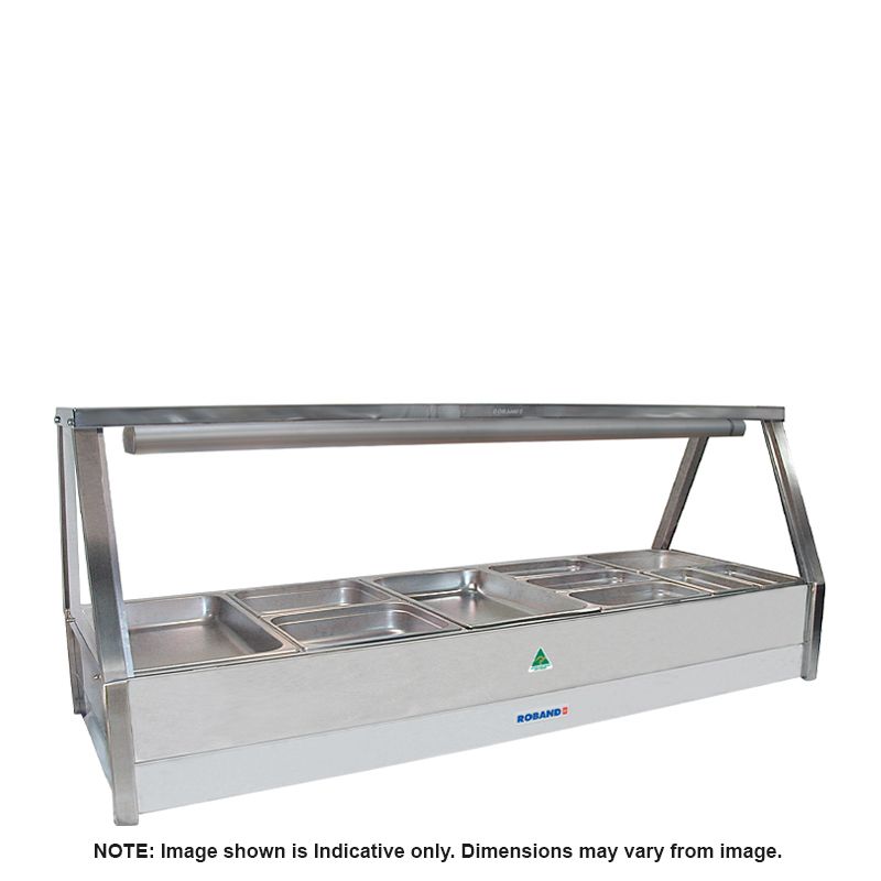 HOT FOOD DISPLAY DBL ROW 10 PAN ROBAND-W ROLLER DOORS