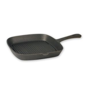 SKILLET SQUARE 230MM RIBBED CAST IRON