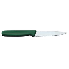KNIFE PARING GREEN SERRATED 100MM, IVO