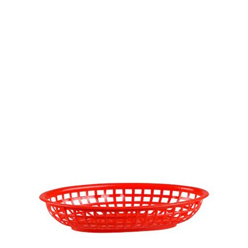 BREAD BASKET PLASTIC OVAL RED