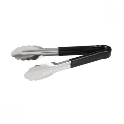 TONGS W/PVC BLACK HNDL 1PCE 230MM S/ST