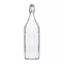 BOTTLE ROUND CLEAR 1.0LT PANELLED GLASS