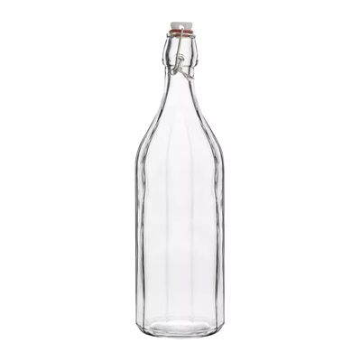 BOTTLE ROUND CLEAR 1.0LT PANELLED GLASS