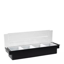 CONDIMENT DISPENSER 4 COMPARTMENT BLACK