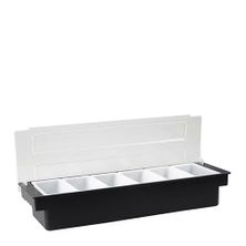 CONDIMENT DISPENSER 6 COMPARTMENT BLACK